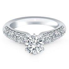 14k White Gold Triple Row Pave Diamond Engagement Ring, size 9