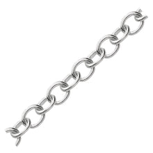 Sterling Silver Rhodium Plated Fancy Charm Bracelet, size 7.25''