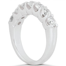 14k White Gold Diamond Scalloped Shared U Prong Setting Wedding Ring Band, size 8