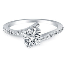 14k White Gold Open Shank Bypass Diamond Engagement Ring, size 5