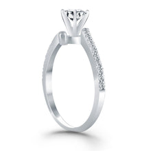 14k White Gold Open Shank Bypass Diamond Engagement Ring, size 6.5