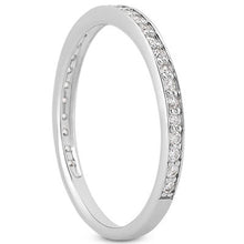 14k White Gold Micro-pave Diamond Wedding Ring Band Set 3/4 Around, size 6