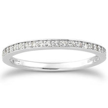 14k White Gold Micro-pave Diamond Wedding Ring Band Set 3/4 Around, size 8