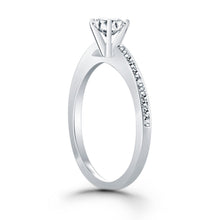 14k White Gold Channel Set Cathedral Engagement Ring, size 6