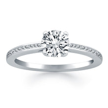 14k White Gold Channel Set Cathedral Engagement Ring, size 8