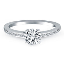 14k White Gold Channel Set Cathedral Engagement Ring, size 9