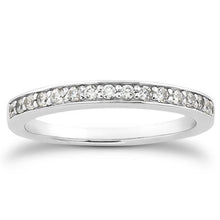 14k White Gold Pave Diamond Wedding Ring Band Set 1/2 Around, size 4