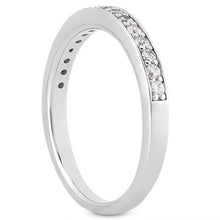 14k White Gold Pave Diamond Wedding Ring Band Set 1/2 Around, size 8.5