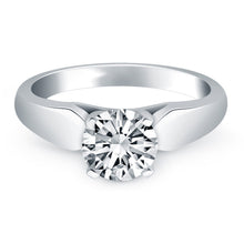14k White Gold Tapered Cathedral Solitaire Engagement Ring, size 4