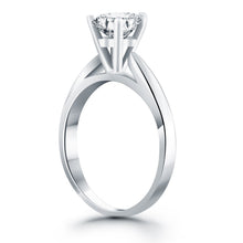 14k White Gold Tapered Cathedral Solitaire Engagement Ring, size 5