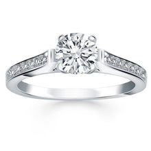 14k White Gold Pave Diamond Cathedral Engagement Ring, size 4.5