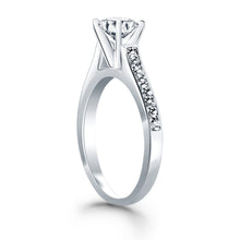 14k White Gold Pave Diamond Cathedral Engagement Ring, size 7