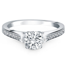 14k White Gold Pave Diamond Cathedral Engagement Ring, size 8.5
