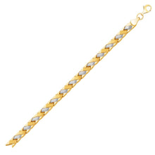 14k Two-Tone Gold Fancy Weave Bracelet with Contrasting Finish, size 7.25''