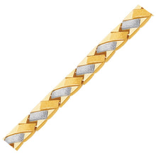 14k Two-Tone Gold Fancy Weave Bracelet with Contrasting Finish, size 7.25''