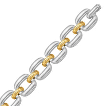 18k Yellow Gold and Sterling Silver Diamond Cut Rhodium Plated Chain Bracelet, size 7.25''
