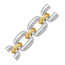 18k Yellow Gold and Sterling Silver Diamond Cut Rhodium Plated Chain Bracelet, size 7.25''