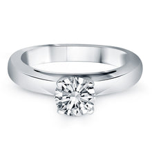 14k White Gold Classic Wide Band Cathedral Solitaire Engagement Ring, size 7.5