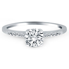 14k White Gold Engagement Ring with Diamond Band Design, size 4