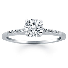 14k White Gold Engagement Ring with Diamond Band Design, size 7.5