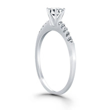 14k White Gold Engagement Ring with Diamond Band Design, size 7.5