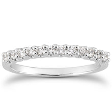 14k White Gold Fancy U Setting Shared Prong Diamond Wedding Ring Band, size 4.5