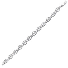 14k White Gold Antique Vintage Look Filigree Oval Link Bracelet, size 7.25''