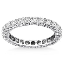 14k White Gold Ageless Round Cut Diamond Eternity Ring, size 7.5