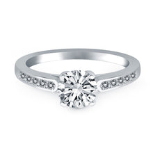 14k White Gold Diamond Channel Cathedral Engagement Ring, size 4