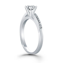 14k White Gold Diamond Channel Cathedral Engagement Ring, size 7.5
