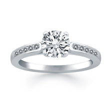14k White Gold Diamond Channel Cathedral Engagement Ring, size 8.5