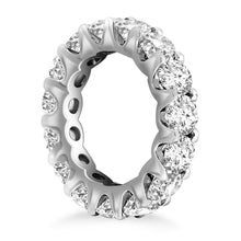 14k White Gold Round Diamond Decorated Eternity Ring, size 6
