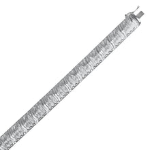 Sterling Silver Rhodium Plated Fancy Diamond Cut Flat Bracelet, size 7.25''