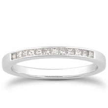 14k White Gold Channel Set Princess Diamond Wedding Ring Band, size 6