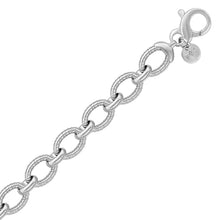 Sterling Silver Oval Cable Design Chain Link Bracelet, size 8''