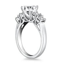 14k White Gold Five Stone Diamond Trellis Engagement Ring, size 7.5