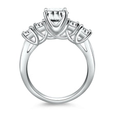 14k White Gold Five Stone Diamond Trellis Engagement Ring, size 8.5
