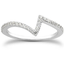 14k White Gold Fancy Zig Zag Pave Diamond Wedding Ring Band, size 9