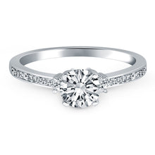 14k White Gold Diamond Accent Engagement Ring, size 4