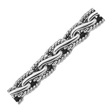 Oxidized Sterling Silver Men's Chain Bracelet in a Cable Motif, size 7.5''