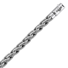Oxidized Sterling Silver Men's Chain Bracelet in a Cable Motif, size 8.5''