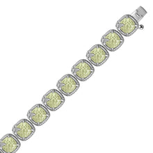 Sterling Silver Bracelet with Multi Gemstone Fleur De Lis Design, size 7.25''