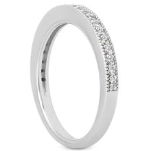 14k White Gold Pave Diamond Milgrain Wedding Ring Band Set 1/2 Around, size 9