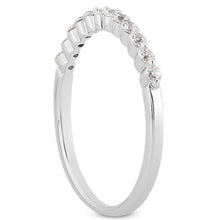 14k White Gold Floating Diamond Single Shared Prong Wedding Ring Band, size 8
