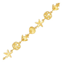 14k Yellow Gold Sea Life Bracelet, size 7''