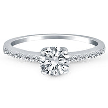 14k White Gold Engagement Ring with Pave Diamond Band, size 4