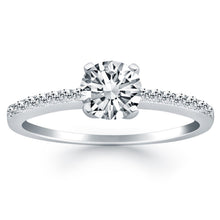 14k White Gold Engagement Ring with Pave Diamond Band, size 6.5