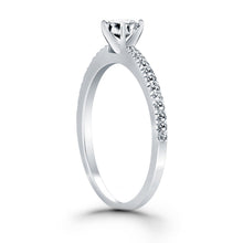 14k White Gold Engagement Ring with Pave Diamond Band, size 8