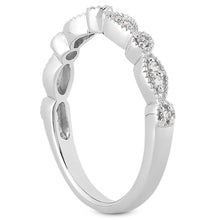 14k White Gold Vintage Look Fancy Pave Diamond Milgrain Wedding Ring Band, size 6.5