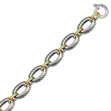 18k Yellow Gold and Sterling Silver Chain Necklace in a Cable Motif, size 8''